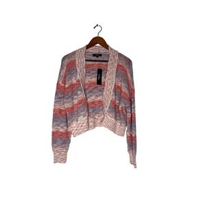 Lulus Striped Cardigan Sweater Women's Size‎ S Cropped Open Front Knit